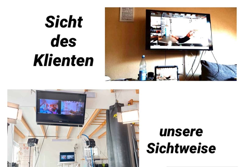 Die Sicht der Monitore beim Onlineworkout