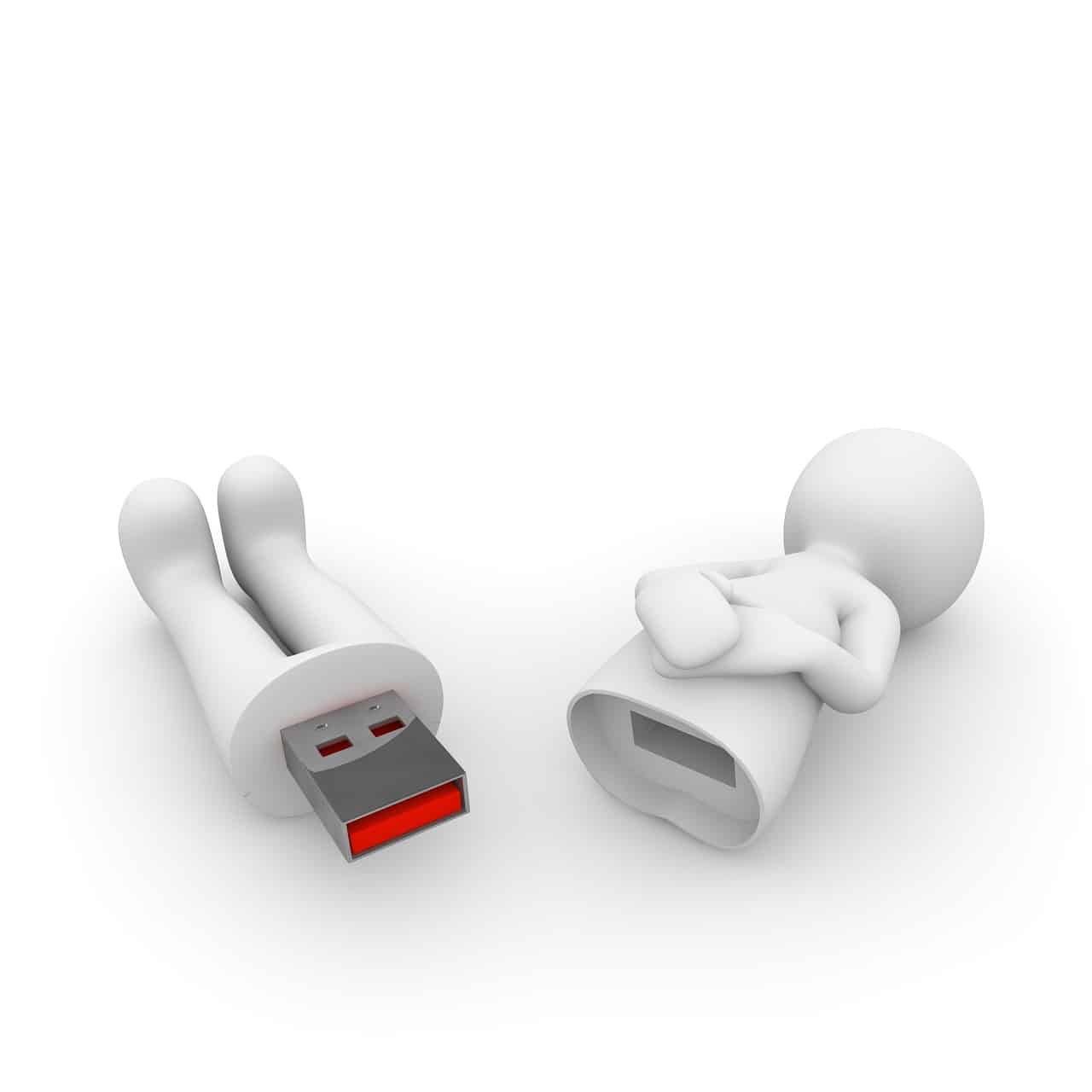 Clipart eines USB Sticks in Form einer Figur geteilt